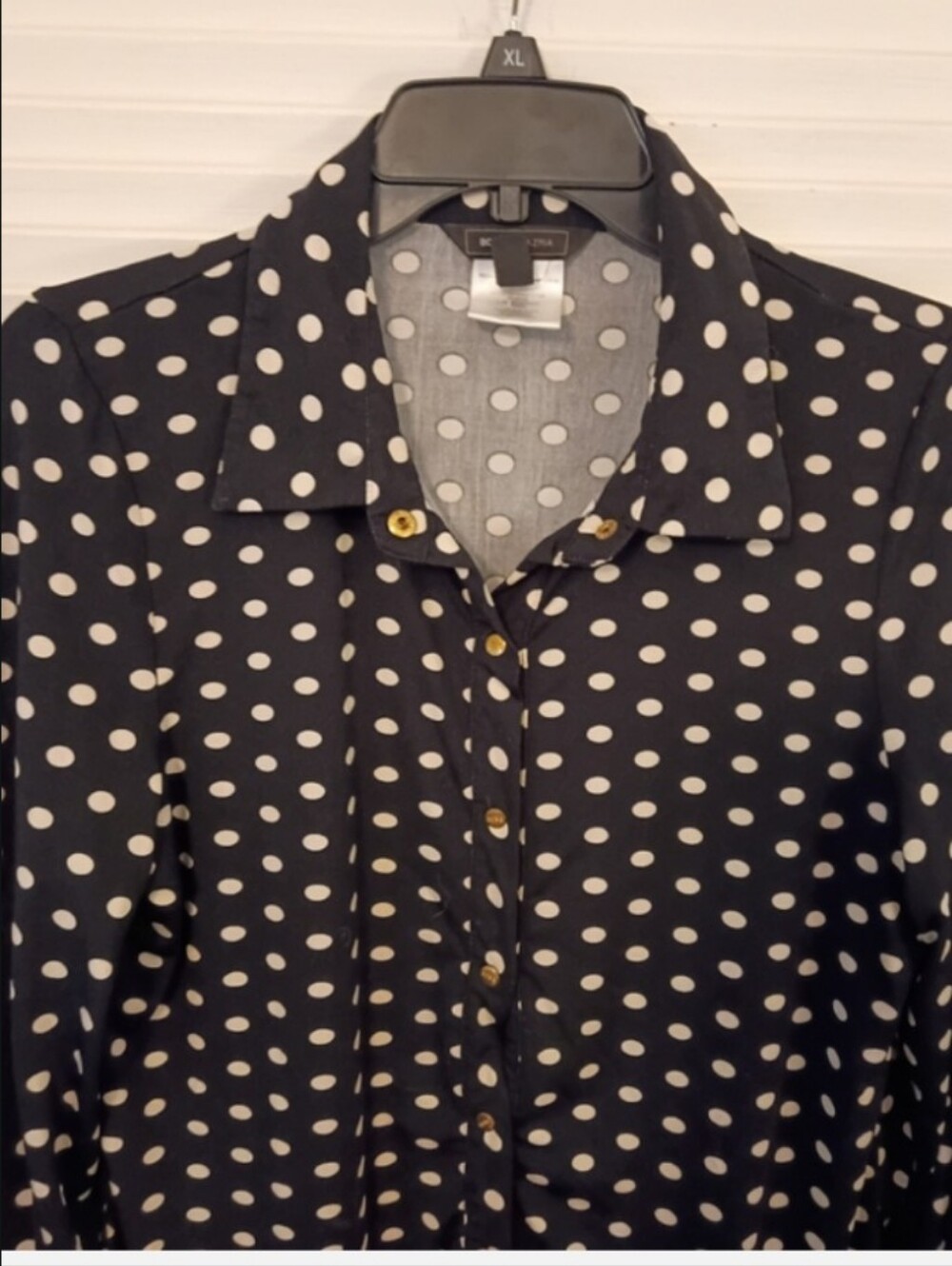 BCBGMaxAzria Black Polka Dot Button-Down Shirt - Picture 3 of 7